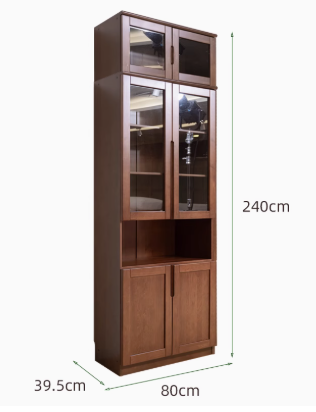 AYANI WESTIN Japandi Style American Solid Wood Glass Window Tall Modular Assorted Bookshelf