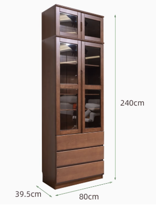 AYANI WESTIN Japandi Style American Solid Wood Glass Window Tall Modular Assorted Bookshelf