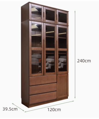 AYANI WESTIN Japandi Style American Solid Wood Glass Window Tall Modular Assorted Bookshelf