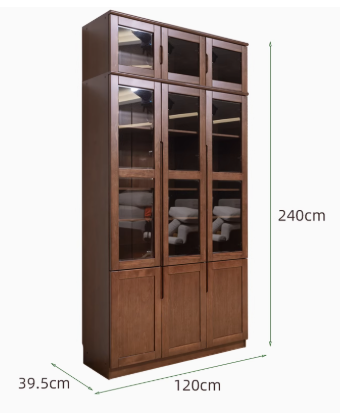 AYANI WESTIN Japandi Style American Solid Wood Glass Window Tall Modular Assorted Bookshelf