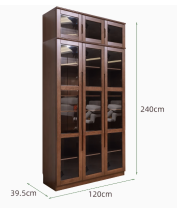AYANI WESTIN Japandi Style American Solid Wood Glass Window Tall Modular Assorted Bookshelf