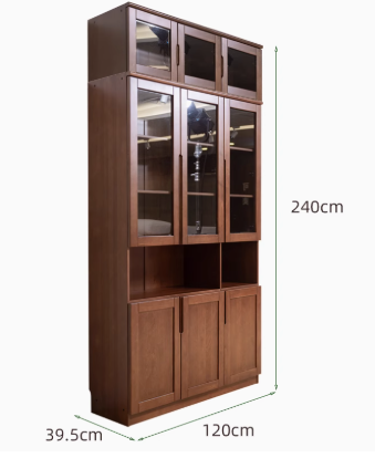 AYANI WESTIN Japandi Style American Solid Wood Glass Window Tall Modular Assorted Bookshelf