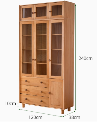 ALPHEUS WESTIN Scandinavian Design American Solid Wood Assorted Glass Window Bookcase