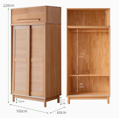ALARIC WESTIN Japandi Design American Solid Wood Sliding Door Assorted Wardrobe