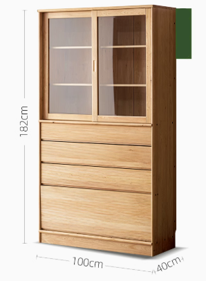 BRIAR WESTIN American Solid Wood Glass Sliding Door Assorted Bookcase Scandinavian Style