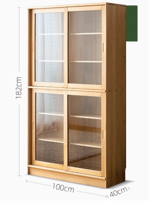 BRIAR WESTIN American Solid Wood Glass Sliding Door Assorted Bookcase Scandinavian Style