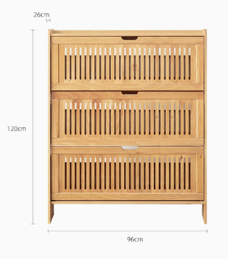 BROCK WESTIN American Solid Wood Drop Down Door Shoe Cabinet Sideboard Nordic Style