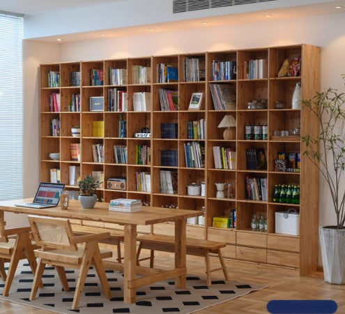 ARIS WESTIN American Solid Wood Partitioned Multi Size Bookshelf Japandi Design