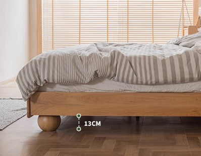 BRIDGER HILTON Japandi Style American Solid Wood Large Cushion Headboard Low Height Double Bed Frame