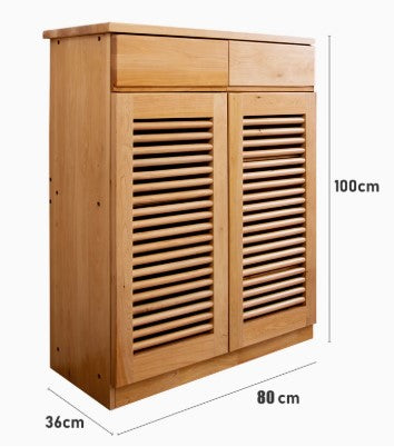 BLAINE WESTIN Pure American Solid Wood Louvered Door Japandi Style Shoe Cabinet