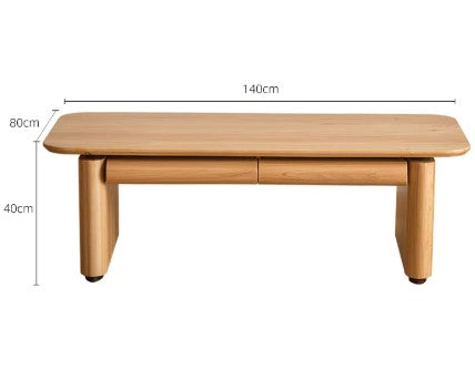 BERNIE WESTIN American Solid Wood Japandi Style 2 Drawer Coffee Table
