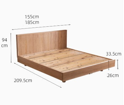 BERNICE HILTON American Solid Wood Low Floor Minimalist Bed Frame Japandi Design