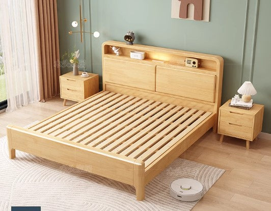BENSON HILTON Nordic Design Economic Price American Solid Wood Bed Frame Storage Hydraulic Drawers Option