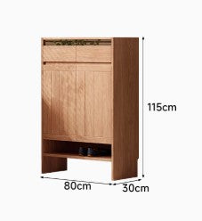 CLARISSE HAMPTON Japandi Style American Solid Perforated Board Shoe Cabinet Sideboard