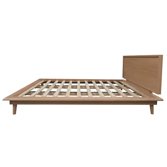 WYNHAM Boston Gatsby Teak Wood Scandinavian Japandi Platform Bed, Queen Size Walnut