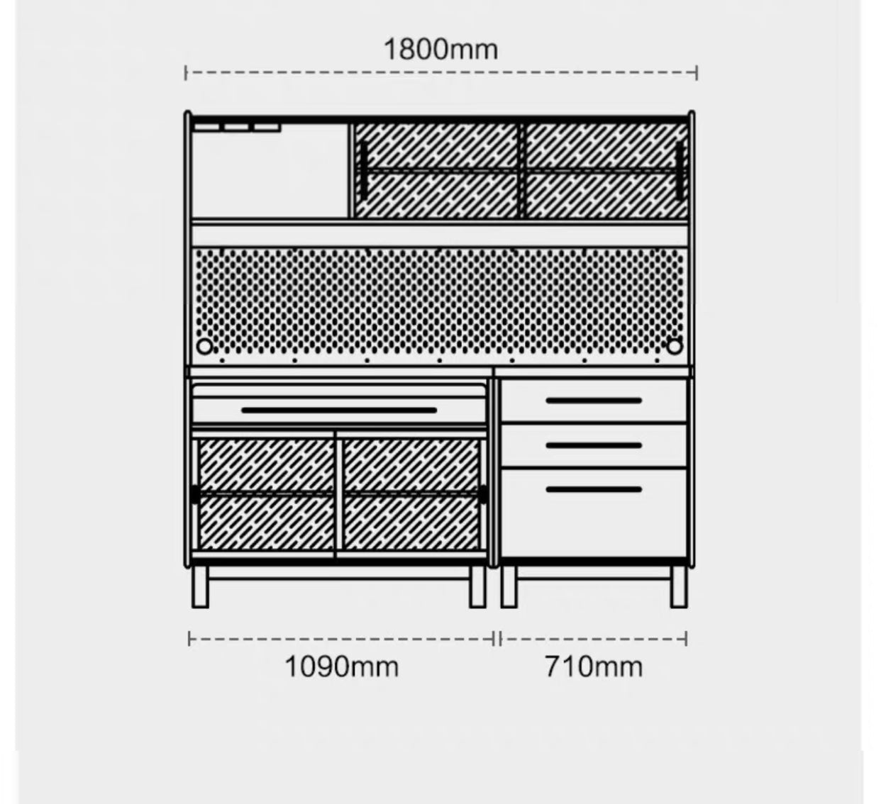JANSEN COURTYARD Scandinavian Japanese Solid Wood Sideboard Kitchen Cabinet