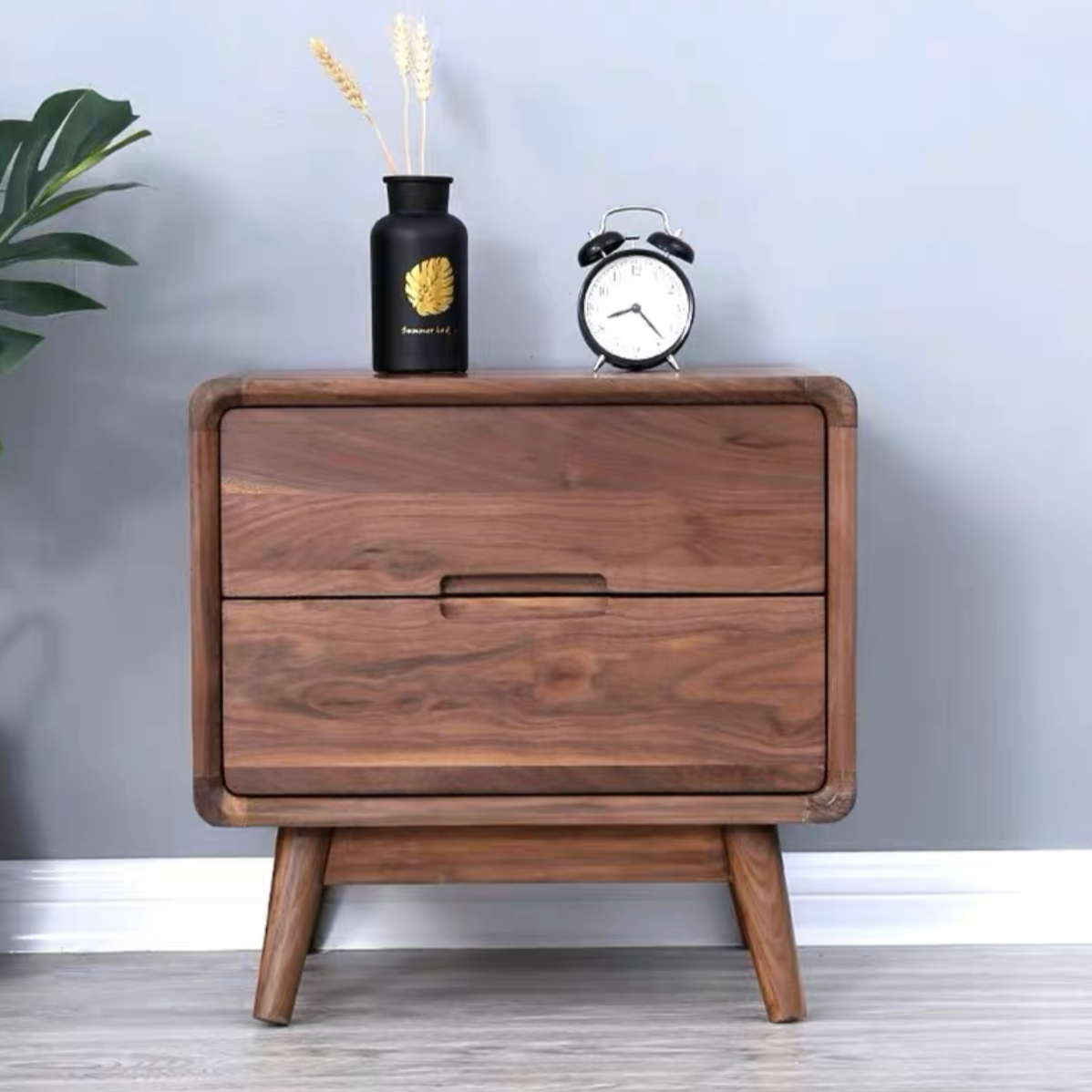 EVANA Nordic Scandinavian Solid Wood Bedside 2 Drawers