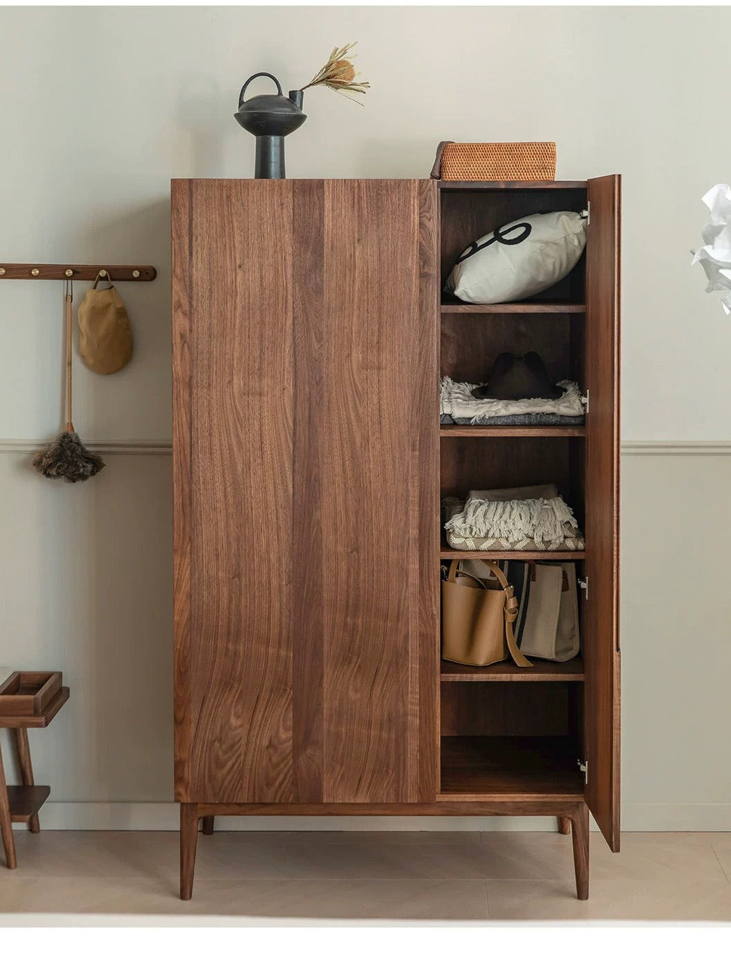LINNEA COURTYARD Scandinavian Italian Dark Walnut Solid Wood Wardrobe