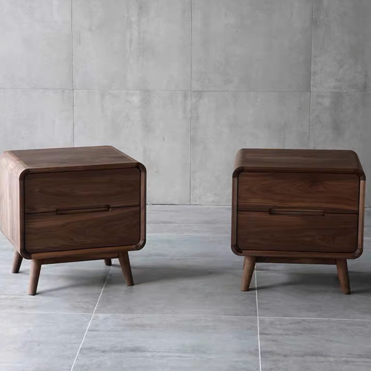 EVANA Nordic Scandinavian Solid Wood Bedside 2 Drawers