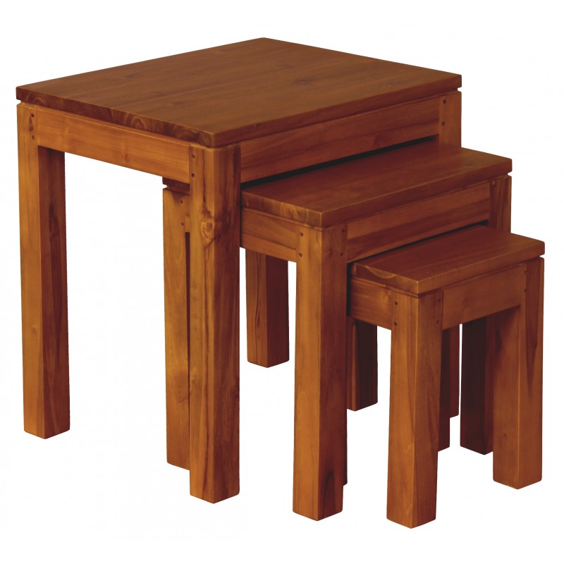 Amsterdam Nest of Table Set of 3, 3 Piece Solid Timber Nested Table Set, 45W 40D 50H TEK168 NT 300 TA