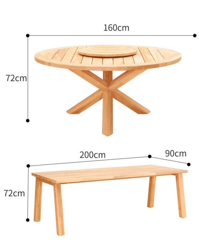 MARY Newport Beach Radisson Outdoor Teak Wood Dining Table and Chairs
