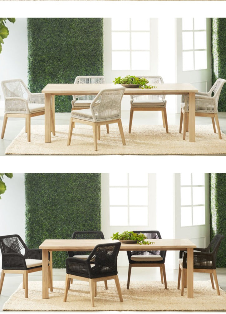 MARY Newport Beach Radisson Outdoor Teak Wood Dining Table and Chairs