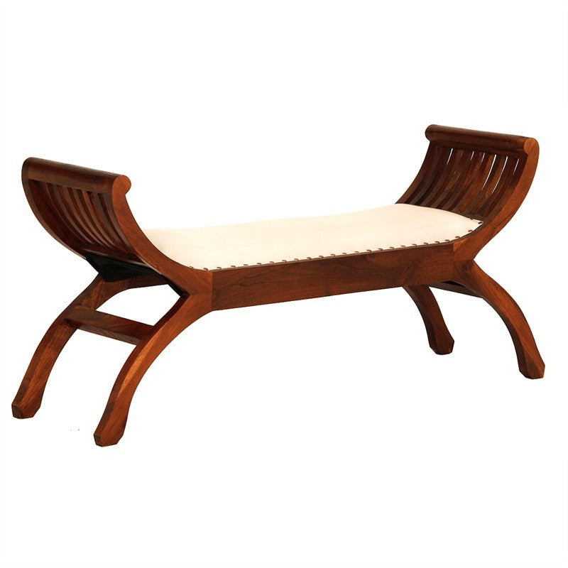 Signature YuYu Solid Teak Timber Double 2 Seater Bench with Cushion Seat TEK168 CH 002 TW UP