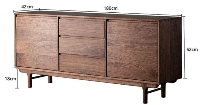 NORELL COURTYARD Scandinavian Japanese Dark Walnut Solid Wood Sideboard Buffet