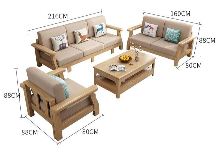 SIGNY COURTYARD Scandinavian Japanese Solid Wood Sofa Set