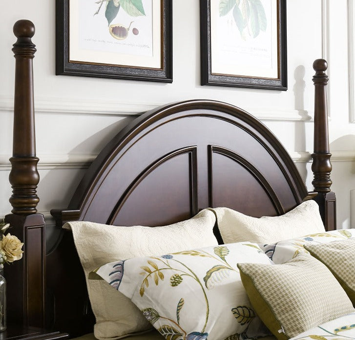 AINA COURTYARD Scandinavian American Dark Walnut Solid Wood Double Bed
