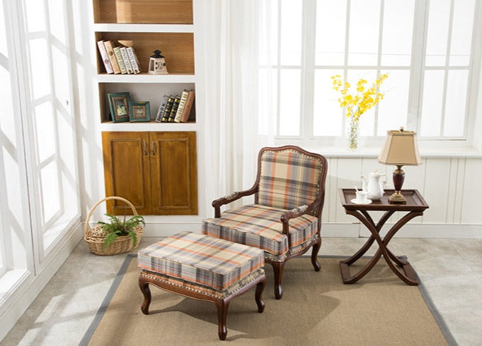 MEYA COURTYARD Scandinavian American Solid Wood Sofa Single Armchair Chaise Lounge