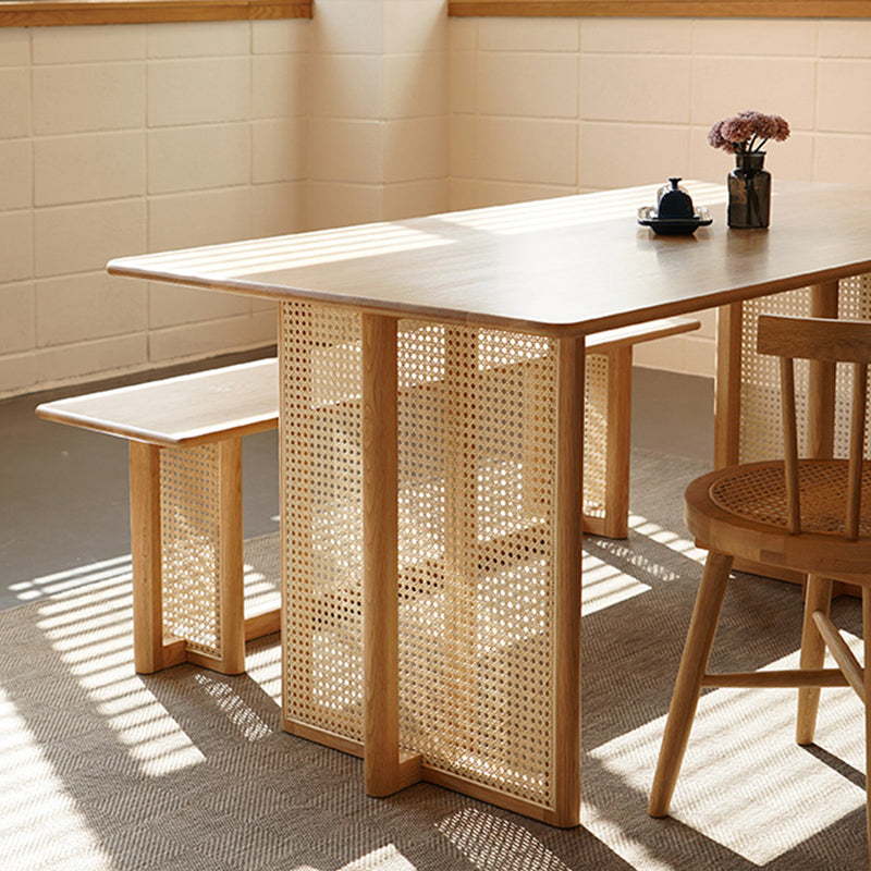 Vivienne RITZ Japanese Dining Table Bench Nippon Solid Wood Rattan Vivienne RITZ Japanese Dining Table Bench Nippon Solid Wood Rattan