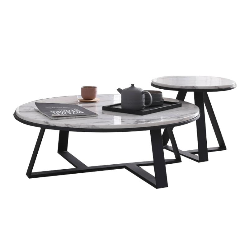 ELEANOR Round Oval Marble Coffee Table Set