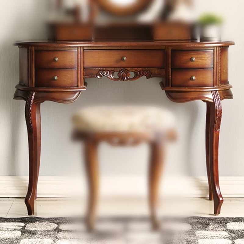 american dressing table designs Tulipwood Solid Wood American Retro Style Vanity Table with Makeup Mirror 43.3x17.7x55.9 inch / 110x45x142 cm / Walnut Color / dressing Table
