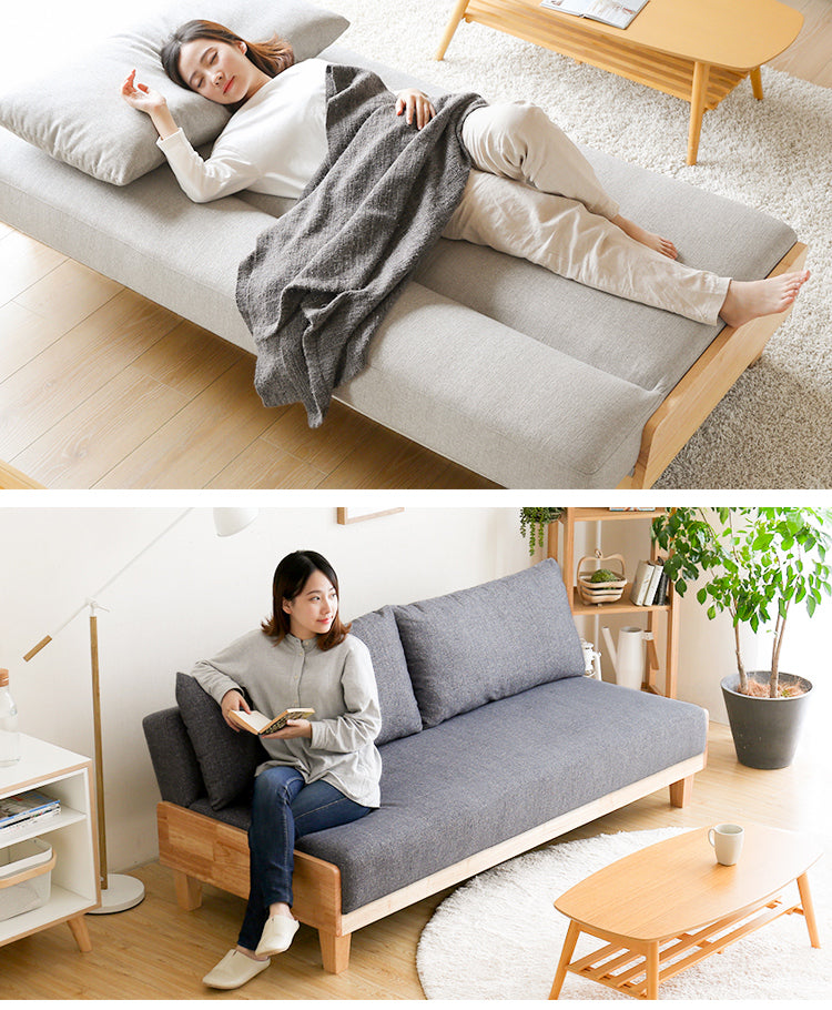 BROOKLYNN RITZ Sofa Bed Japanese Scandinavian Solid Wood ( 5 Colour )