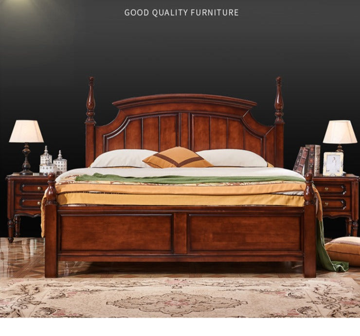 Mateo Boston Hilton Bed with carvings( Mahogany Colour ) Success