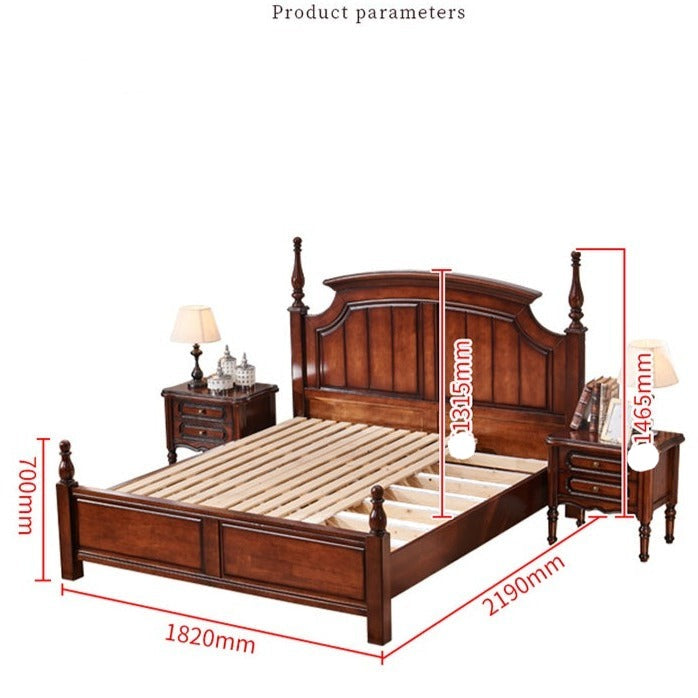 Mateo Boston Hilton Bed with carvings( Mahogany Colour ) Success