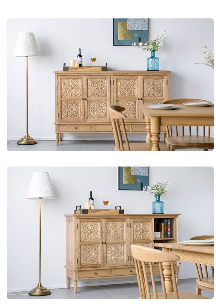 GENESIS French Moroccan Buffet Retro Solid Wood Carved Sideboard TV Console Cabinet
