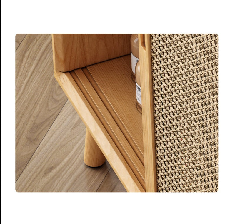 HAILEY Solid Wood Rattan Sliding Door Buffet Cabinet Sideboard ( 2 Color 2 Size )