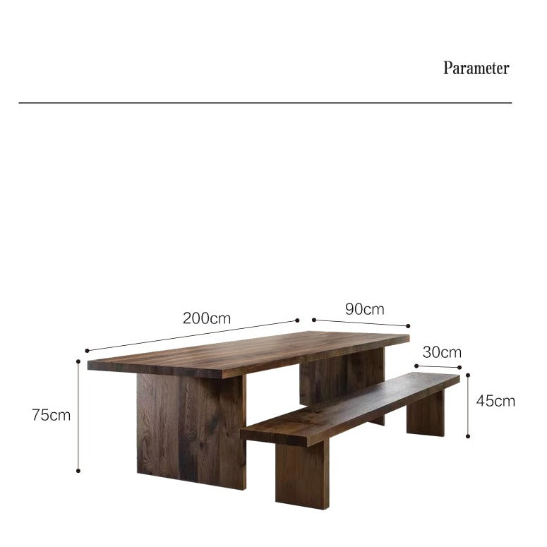 JOLENEO Japanese Scandinavian Japandi Style Retro Solid Wood Dining Table