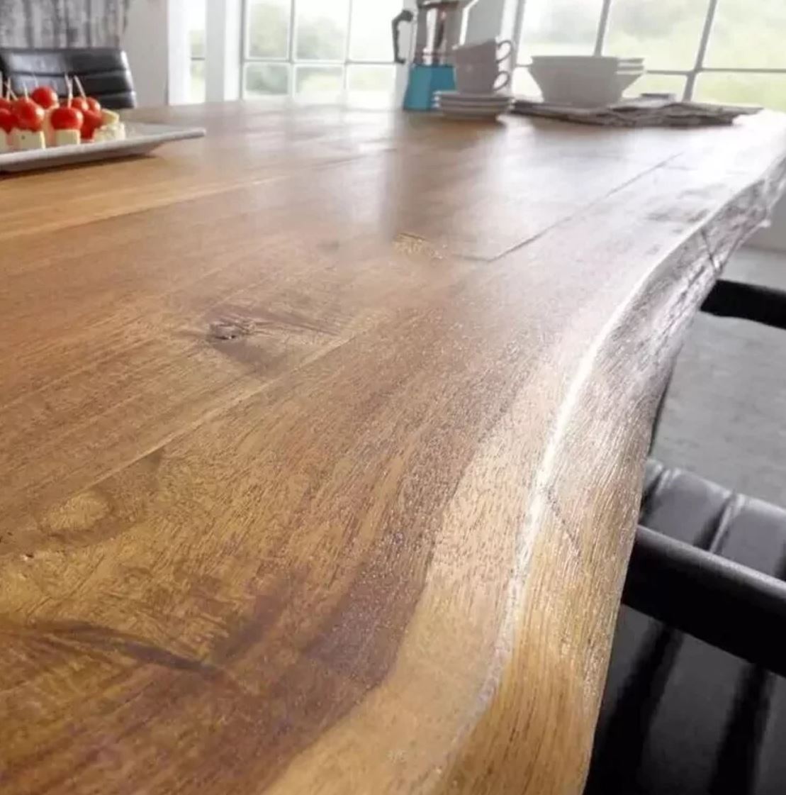 AUBREY Modern Industrial Solid Wood Dining Table  ( 4 Color Selection )