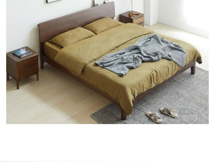 WAREHOUSE SALE Madeline BRYSON Japanese Nordic Bed Solid Wood Super Single Walnut Color One in stock while stock last