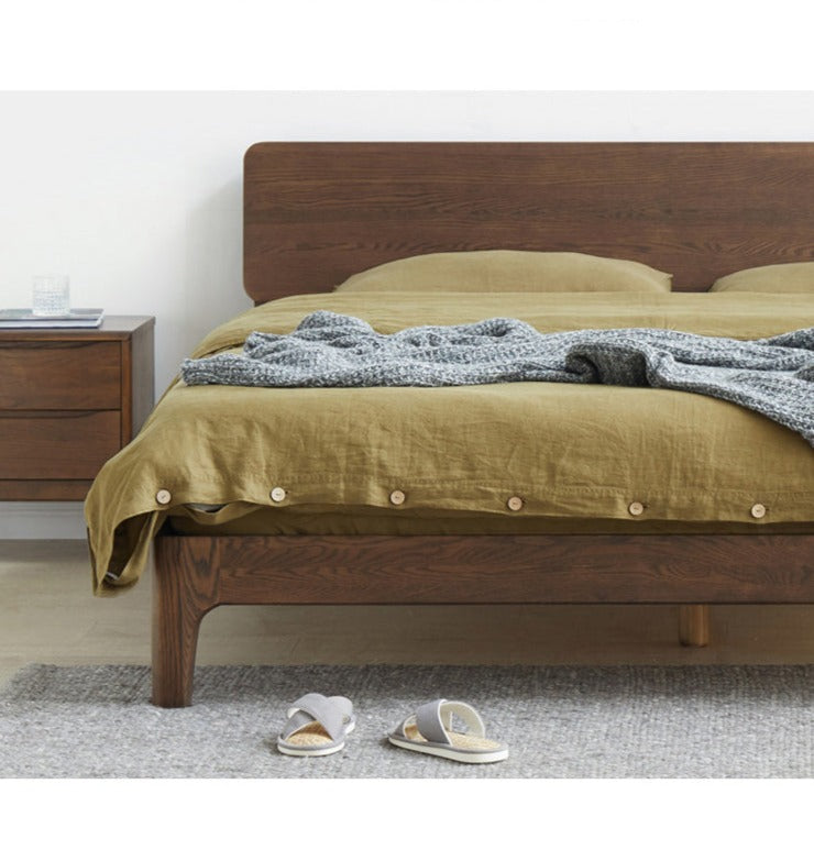 WAREHOUSE SALE Madeline BRYSON Japanese Nordic Bed Solid Wood Super Single Walnut Color One in stock while stock last