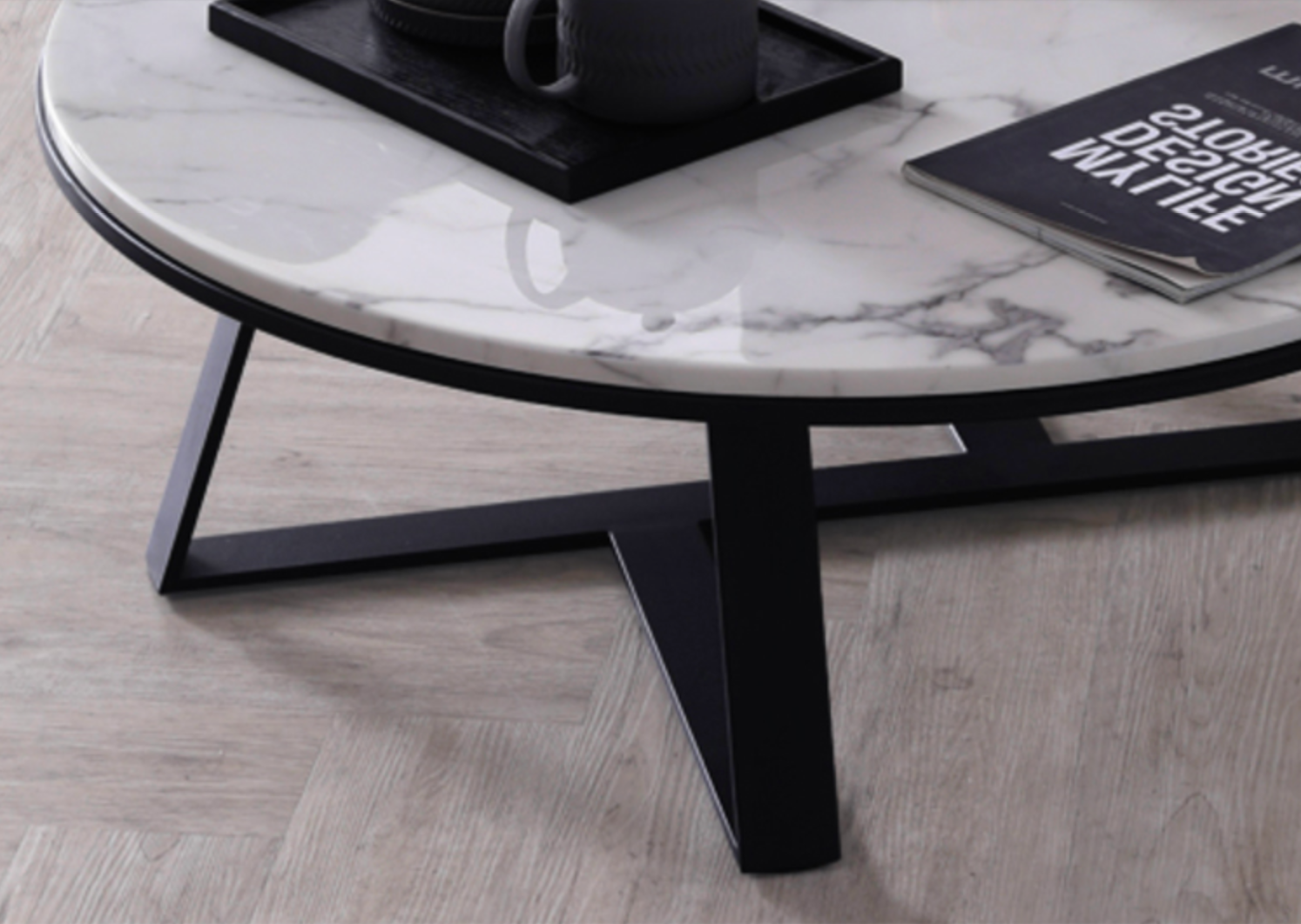ELEANOR Round Oval Marble Coffee Table Set
