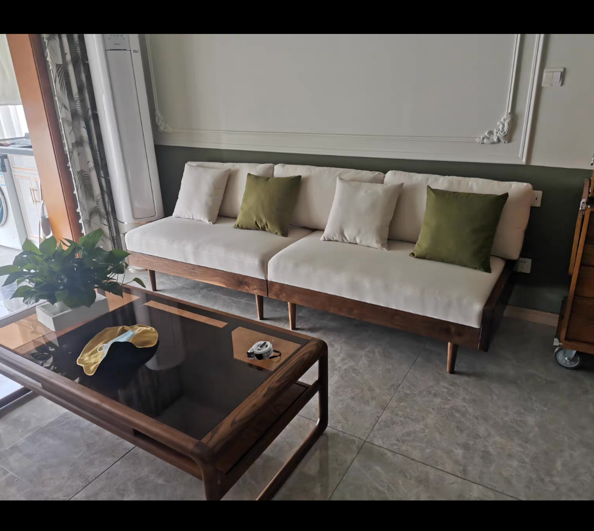 ARICIA SHERATON Scandinavian Japanese Solid Wood Fabric Sofa