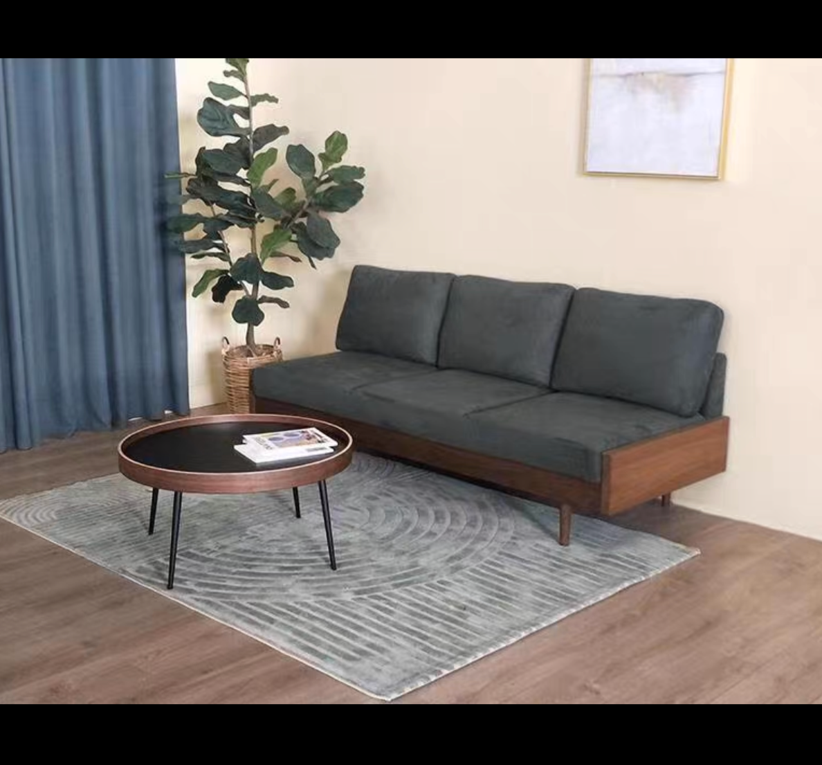 ARICIA SHERATON Scandinavian Japanese Solid Wood Fabric Sofa