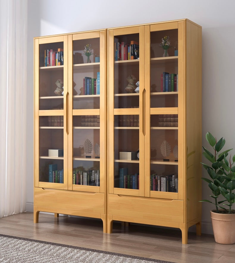 KAYDENA COURTYARD Scandinavian Solid Wood Glass Display Cabinet Bookcase