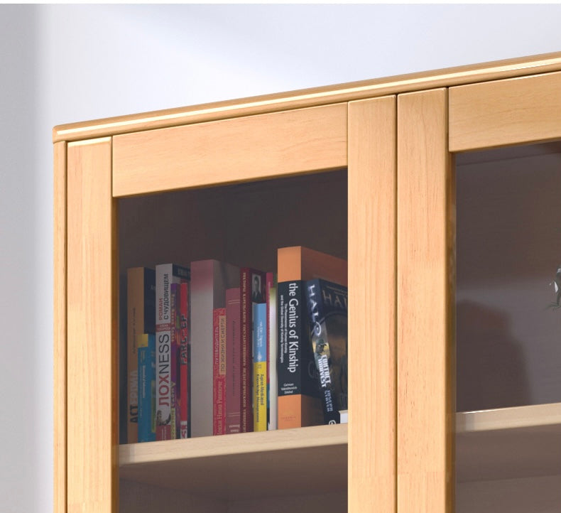 KAYDENA COURTYARD Scandinavian Solid Wood Glass Display Cabinet Bookcase