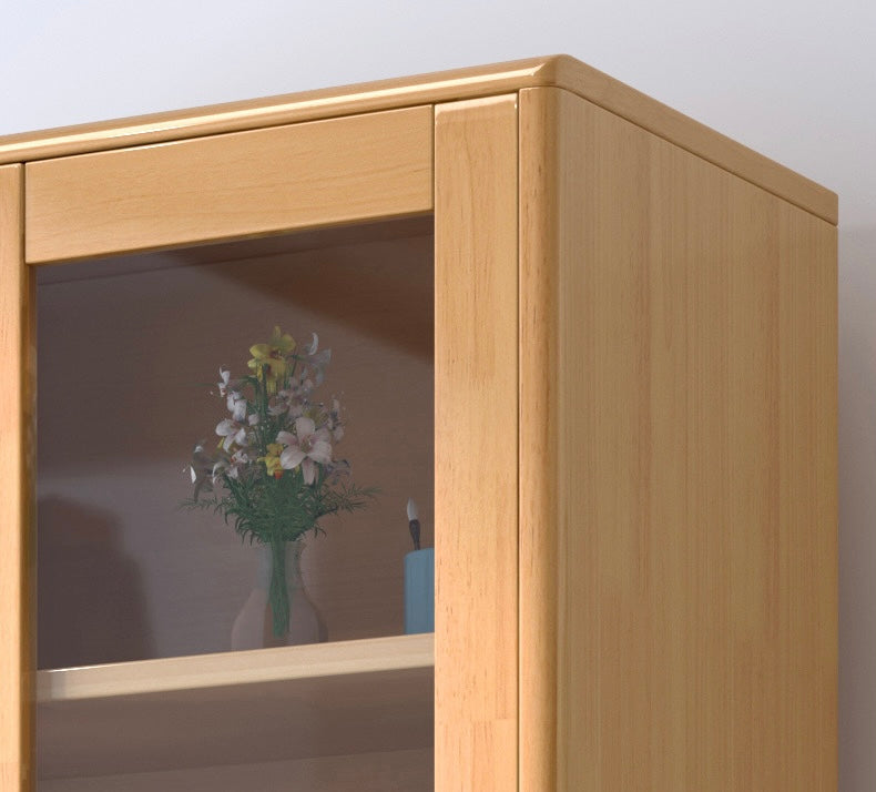 KAYDENA COURTYARD Scandinavian Solid Wood Glass Display Cabinet Bookcase