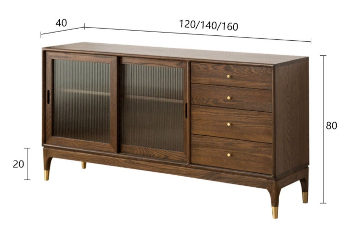 DENNY COURTYARD Scandinavian American Solid Wood Sideboard